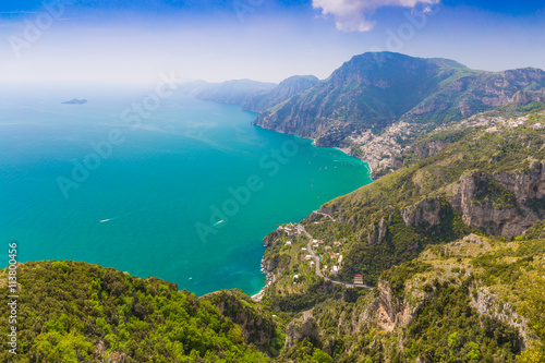 Beautiful views on Positano town from path of the gods, Amalfi coast, Campagnia region, Italy © jsk12