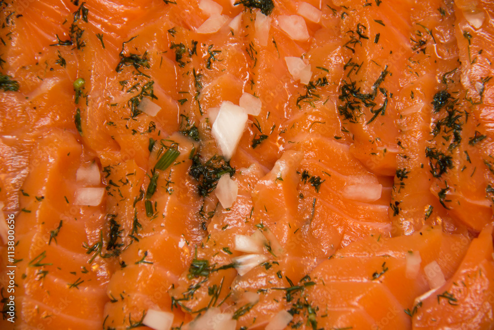 Salmon fillet slices with fresh herbs Salmon fillet slices with fresh herbs