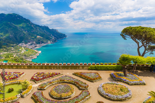 Fantastic view from Villa Rufolo, Ravello town, Amalfi coast, Campania region, Italy photo