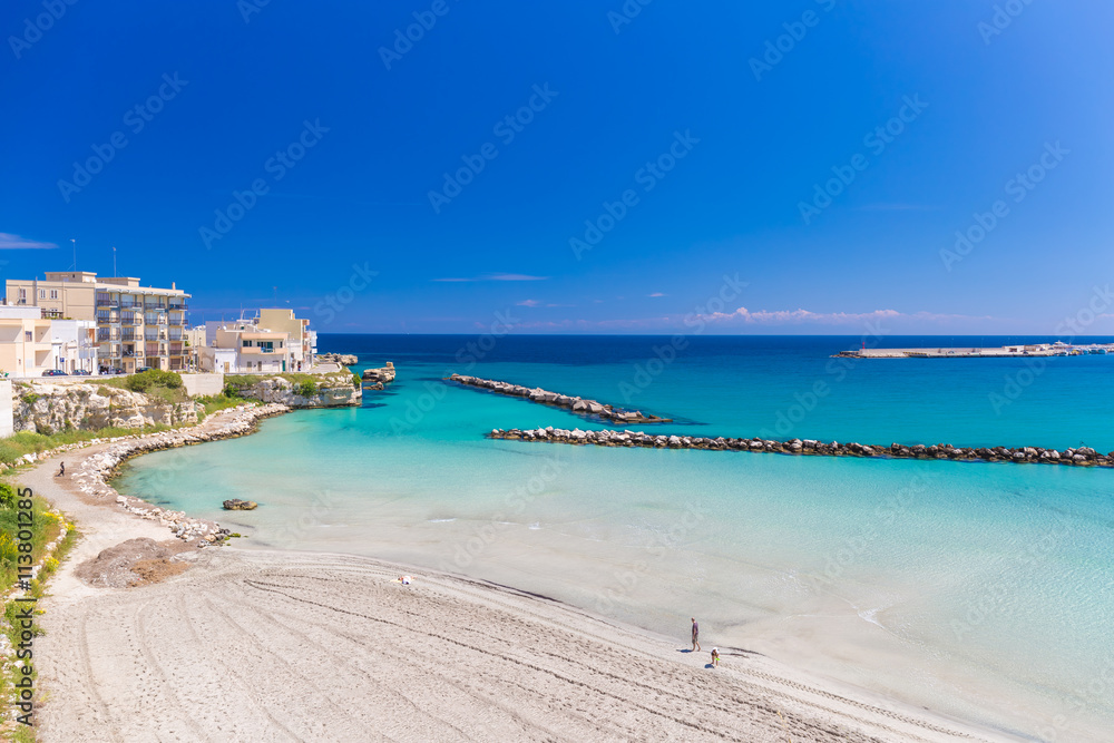 Beautiful town of Otranto and its beach, Salento peninsula, Puglia region, Italy