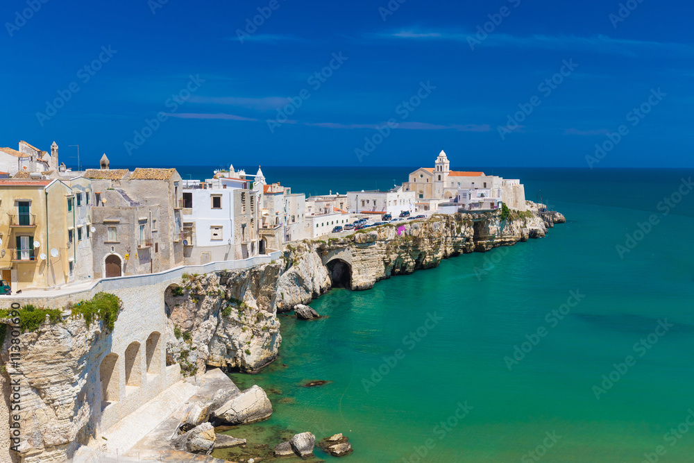 Beautiful old town of Vieste, Gargano peninsula, Apulia region, South of Italy