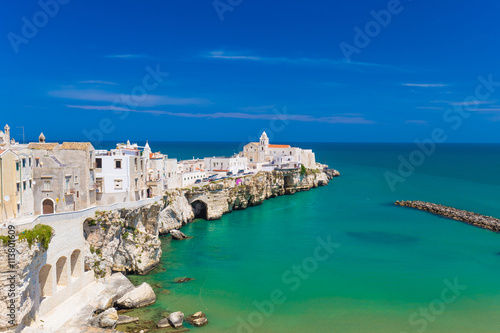 Beautiful old town of Vieste, Gargano peninsula, Apulia region, South of Italy