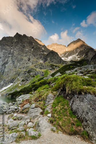 High peak summit at sunrise