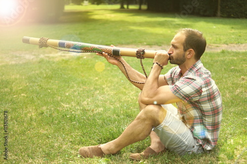 Playing music in the park on summer