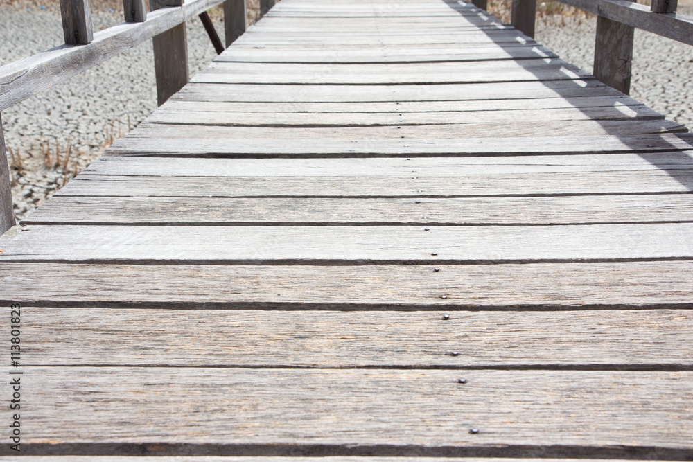 closeup wooden bridge