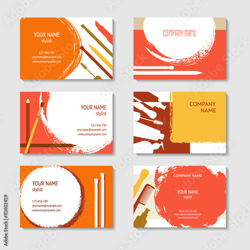 Cosmetic and beauty business cards set