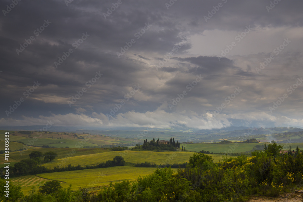 Obraz premium Belvedere farmhouse in San Quirico d'Orcia