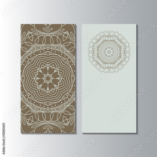 Vertical banner templates with mandala pattern. Design for flyer