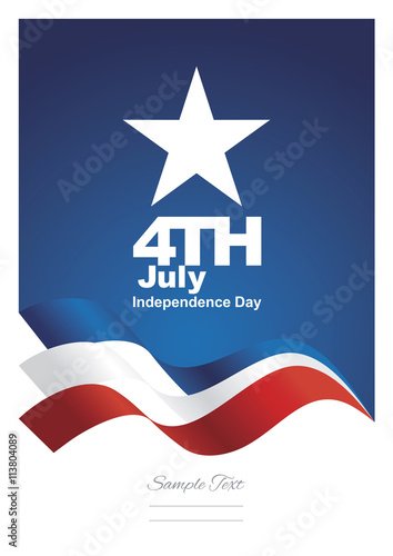 4th July ribbon blue background vector