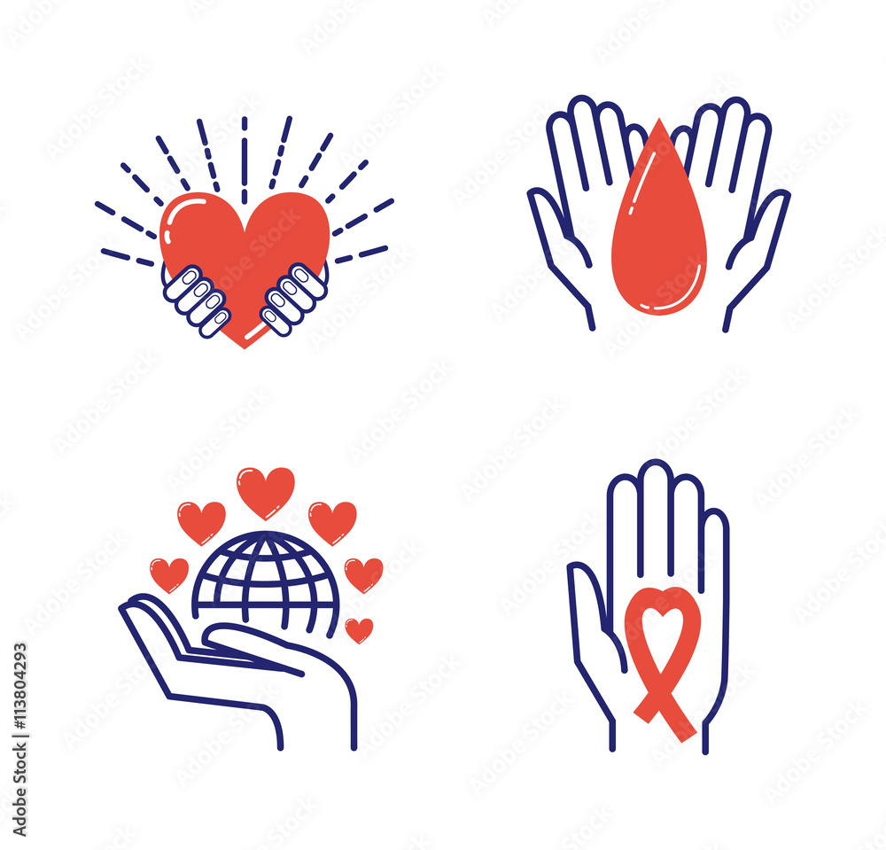 Volunteer donate icons vector set. Volunteer donate icons vector set.