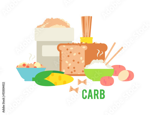 Carbs food vector illustration.