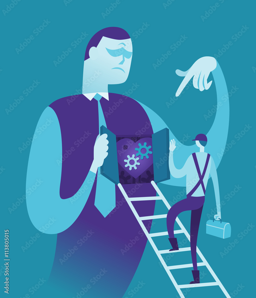 Mechanic fix man's heart, Vector illustration concept. Mechanic fix man's heart, Vector illustration concept.