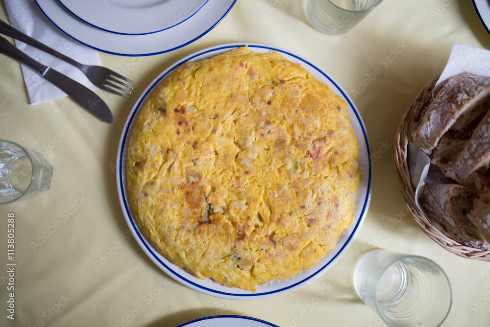 Spanish omelette on a table