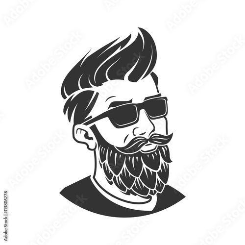 Man with beard in the form of hop vector emblem