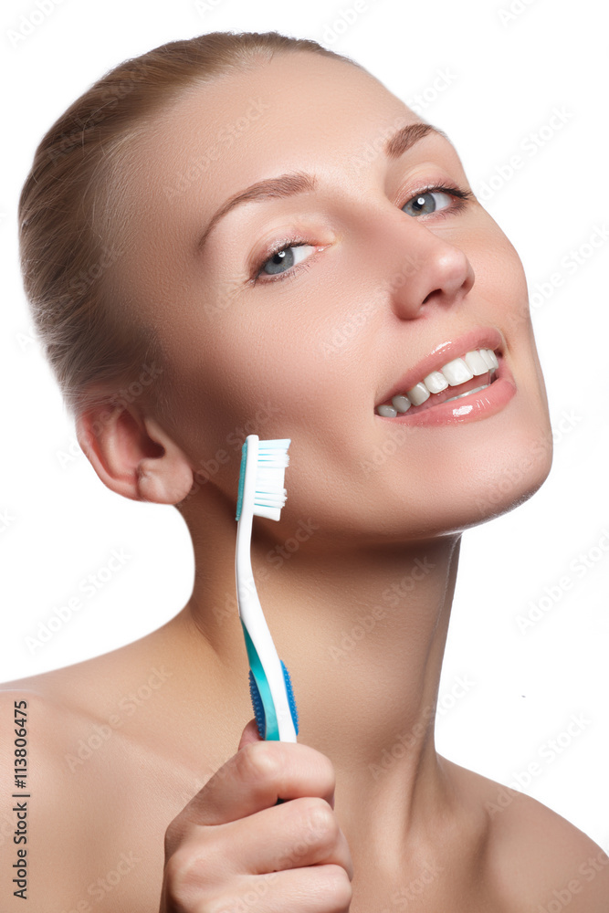 Beautiful woman with toothbrush. Dental care background Beautiful woman with toothbrush. Dental care background