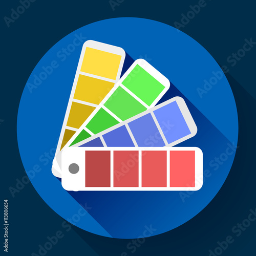 Color guide swatches palette - typographic fan icon. Flat design style.