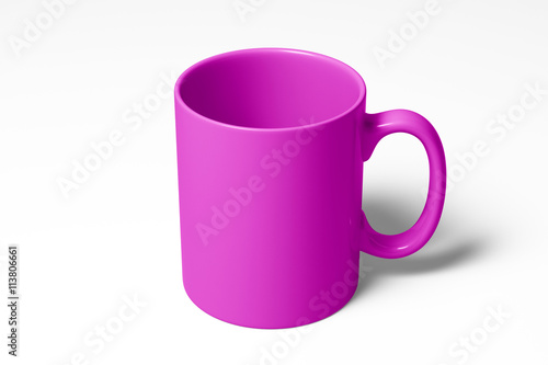 pink mug right handle on white background