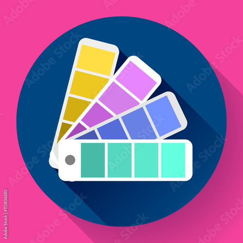 Color guide swatches palette - typographic fan icon. Flat design style.