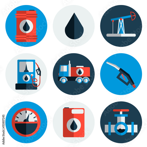 Gas trade vector flat icon set