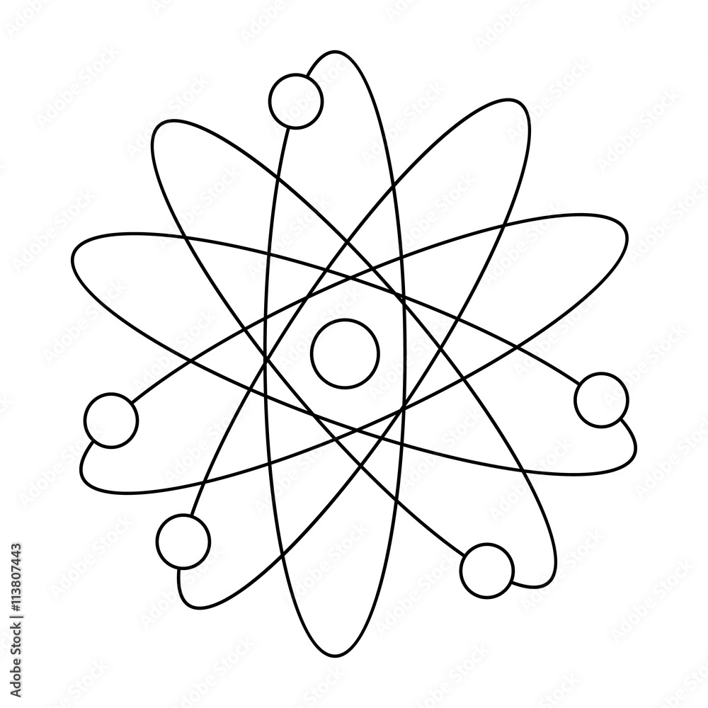 Atom with electrons icon, outline style Atom with electrons icon, outline style