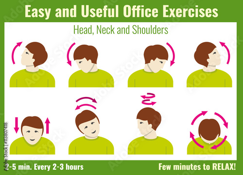 Office syndrome infographic. Exercise for office work infographic, info about stretching exercise. Vector illustration health concept infographic