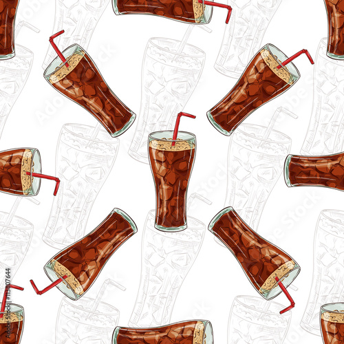 Seamless pattern cola scetch and color
