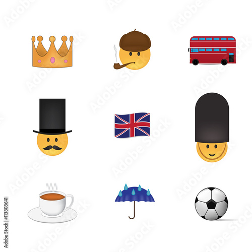 Set of english emoticon vector isolated on white background. Emoji vector. Smile icon set. Emoticon icon web.