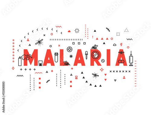 Design concept epidemic of malaria. Modern line style illustration. Concepts of words malaria, style thin line art, design banners for website and mobile website. Easy to edit. photo