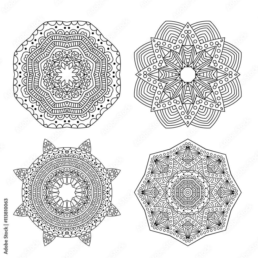 Mandalas collection. Decorative elements. Elements for coloring page