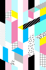 Deken met foto Memphis stijl patronen Vector seamless geometric pattern. Memphis Style. Abstract 80s.  © daria_miazhevich