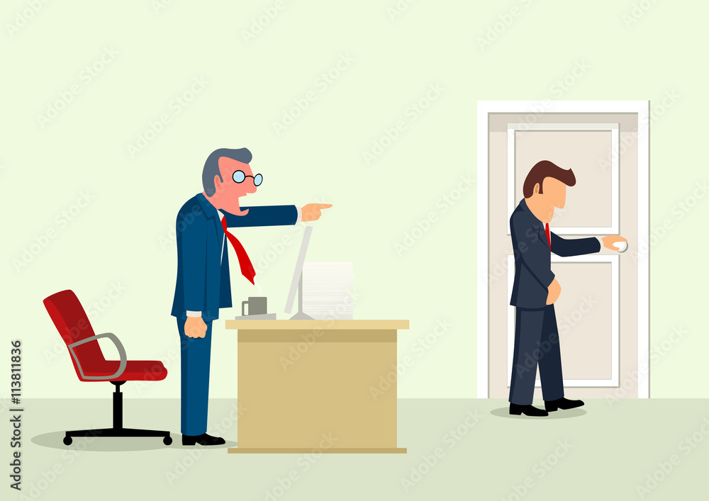 Boss chucked out his employee of his office Boss chucked out his employee of his office
