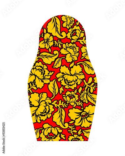 Russian matryoshka hohloma style. National Folk painting of flow
