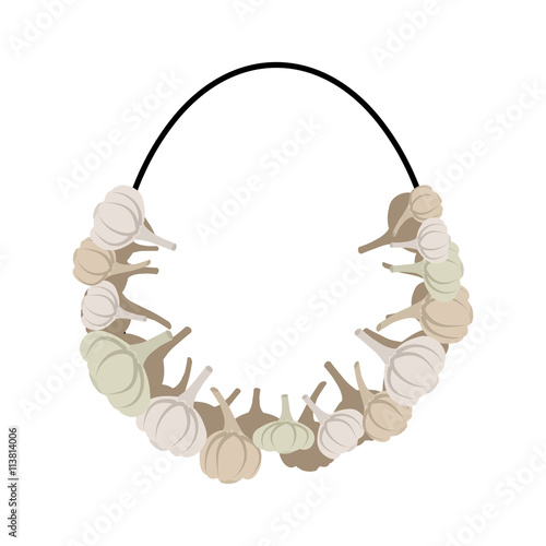 Necklace of garlic. Beads against vampire. garlic smell