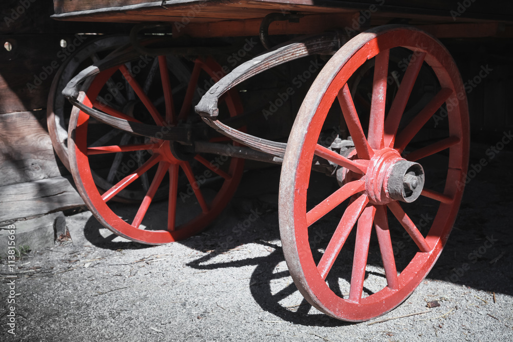 Fragment of an old wooden cart