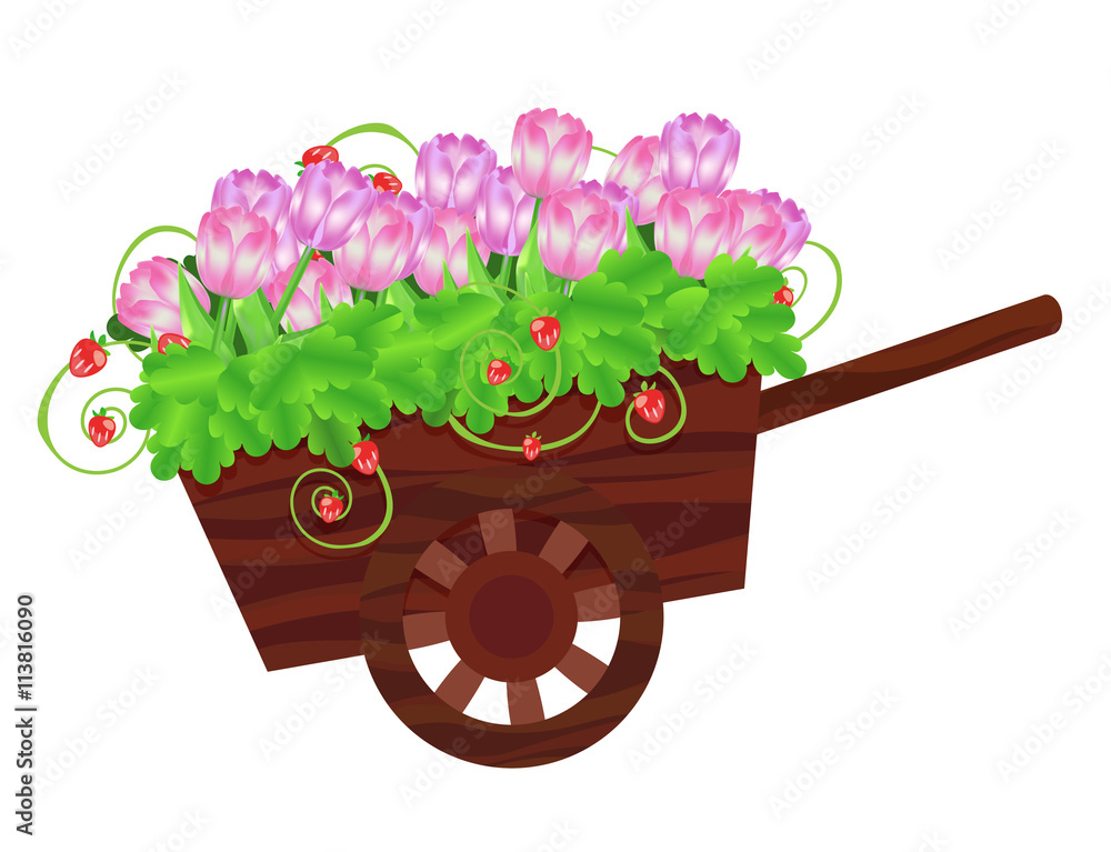 trolley with flowers