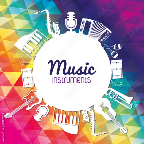 Icon set of Music instrument. vector graphic