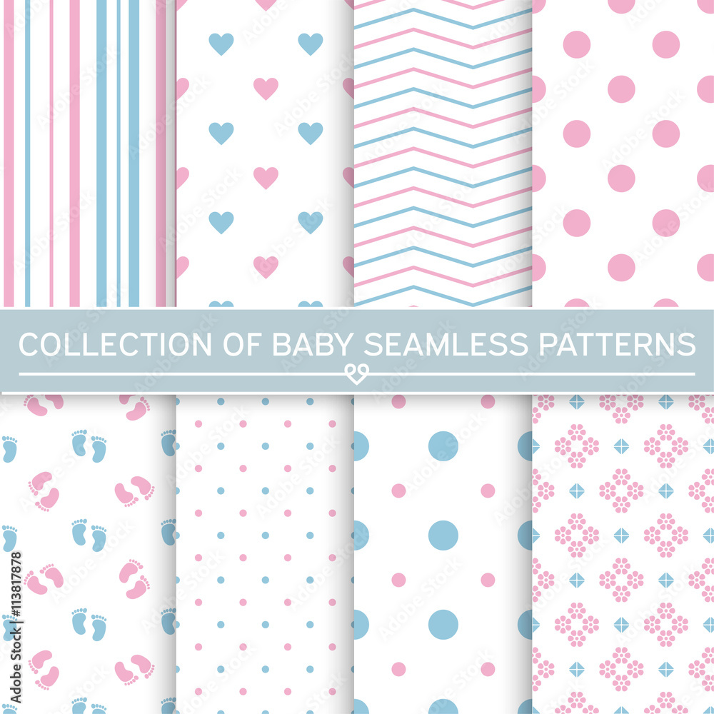 Collection of baby seamless patterns
