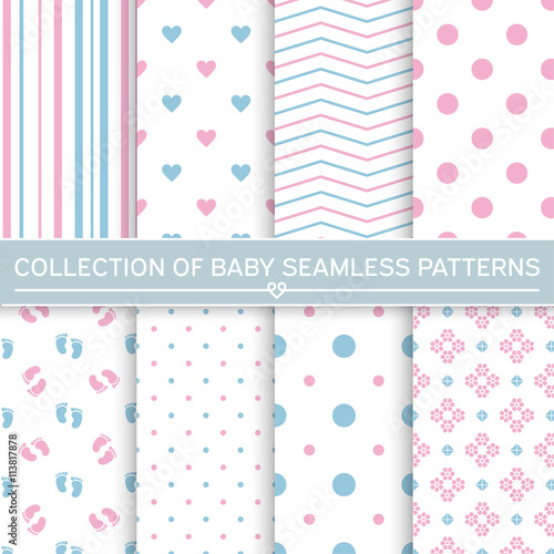 Collection of baby seamless patterns