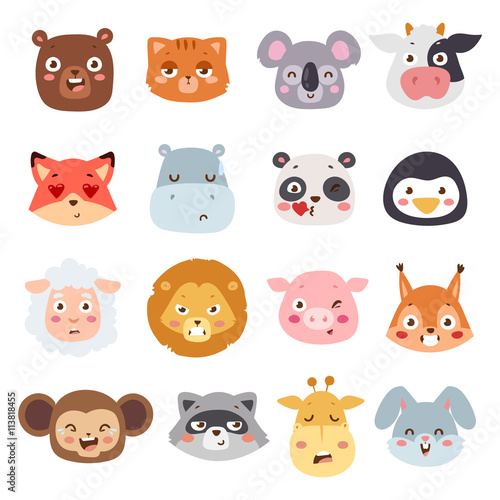 Animal emotions vector illustration.