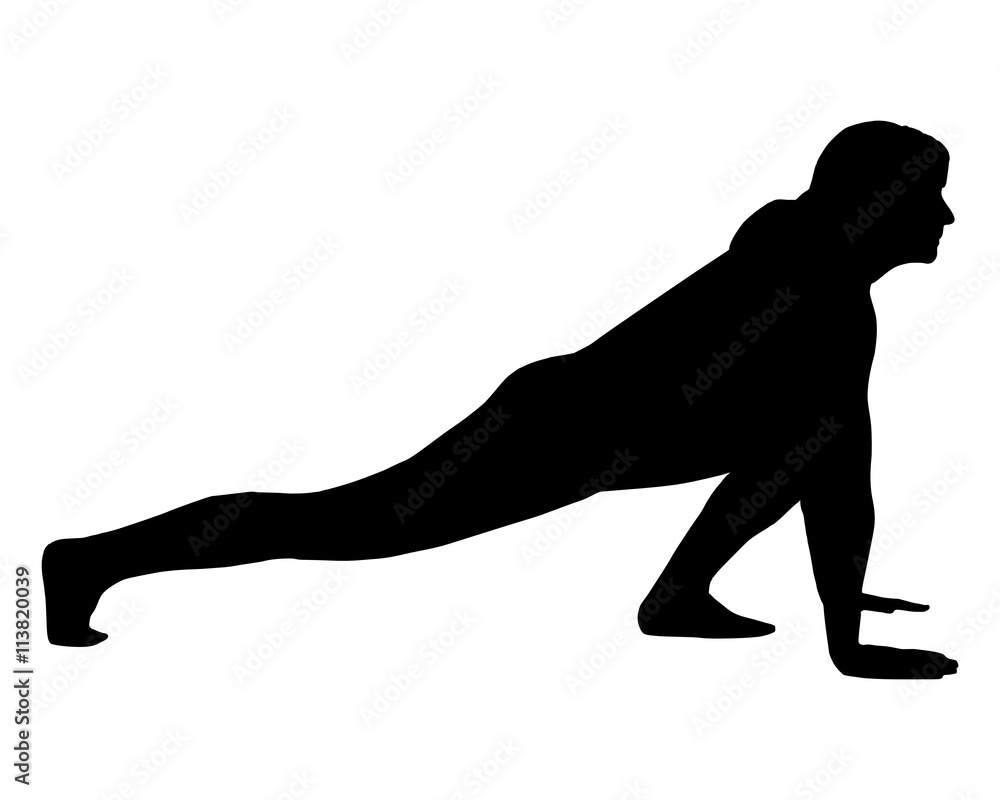 Silhouette einer Frau beim Yoga Silhouette einer Frau beim Yoga