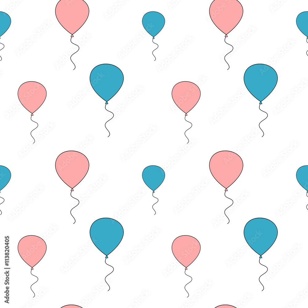 cute pink and blue balloon seamless vector pattern background illustration
