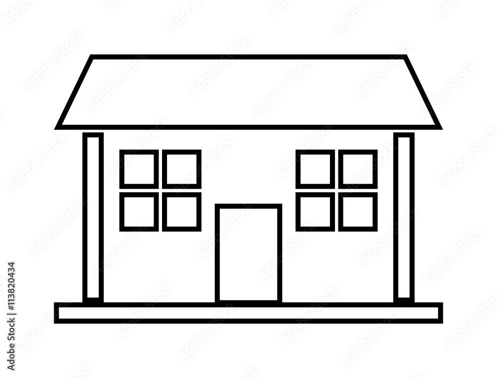 Home family. House with door and windows. silhouette design, vec Home family. House with door and windows. silhouette design, vec