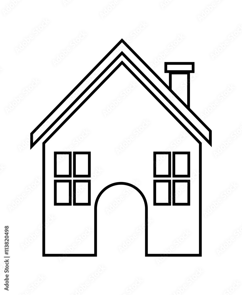 Home family. House with door and windows. silhouette design, vec Home family. House with door and windows. silhouette design, vec