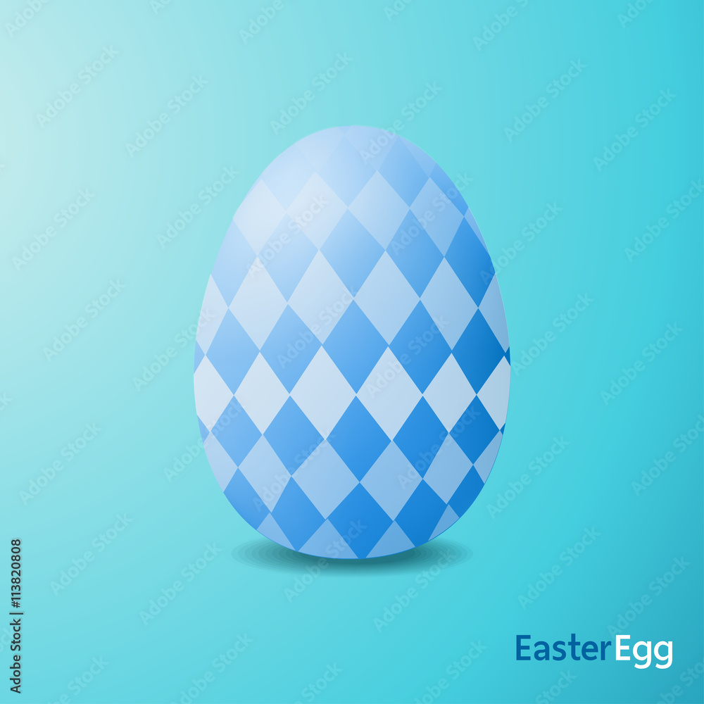 Easter eggs were pattern painted, Blue color, Realistic style.