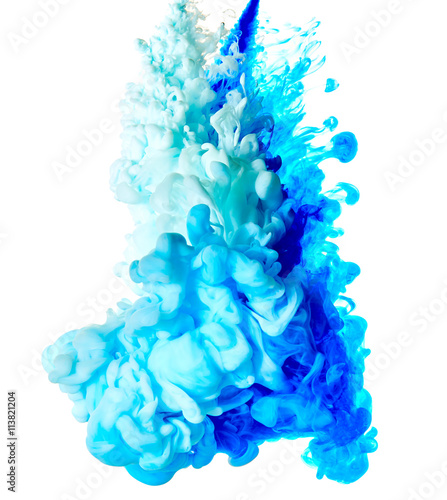 Abstract splash of blue paint isolated on white background