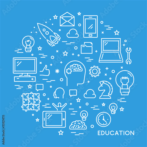 Linear design concept web banner for education