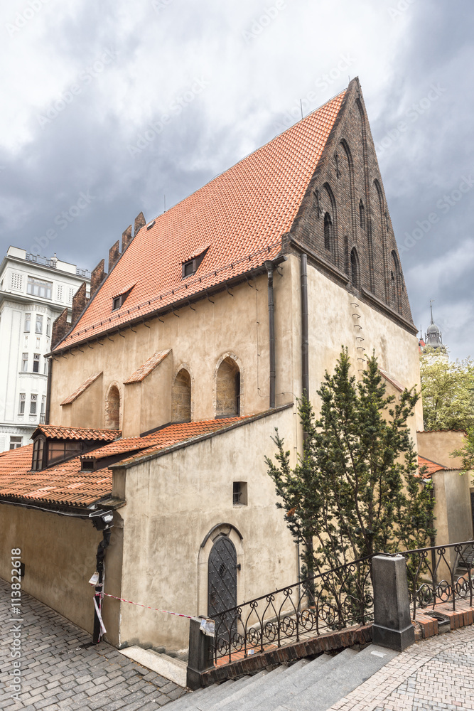 Prague, Czech Republic - May 25, 2016: The Old New Synagogue is oldest active synagogue in Europe. Built in 1270.