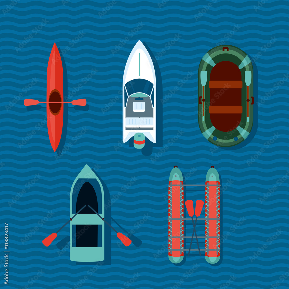 Boats collection. Top view of vector ships. Boats collection. Top view of vector ships.