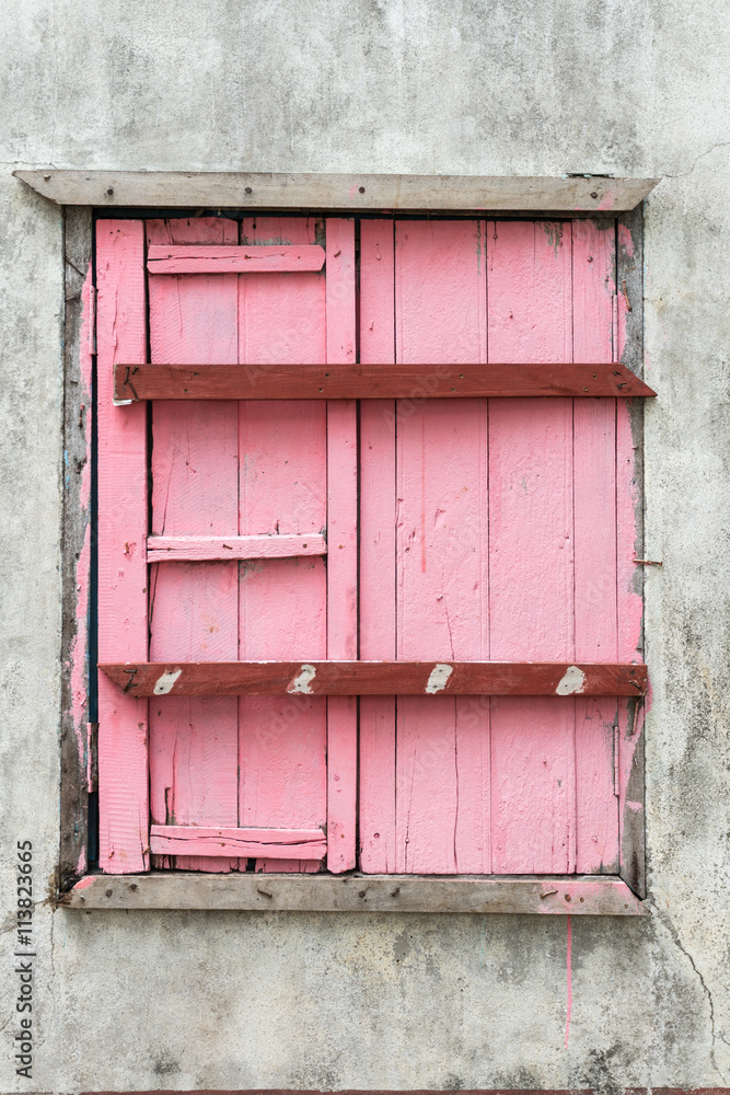 Old Pink Wooden windows