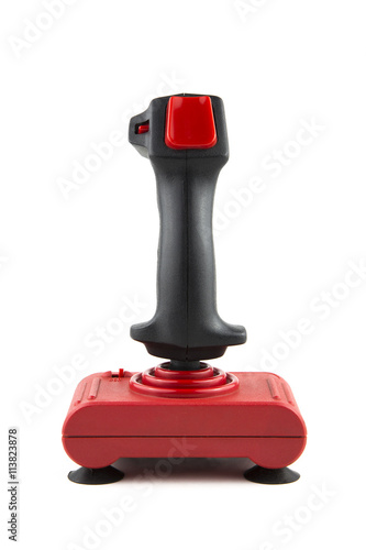 isolated joystick / overwhite portrait of a vintage joystick with cable photo